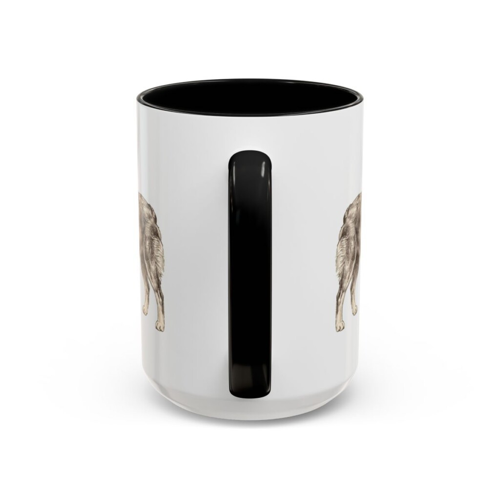 15oz Funny Miniature American Shepherd Mug, Black, back view
