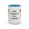 15oz Funny Miniature American Shepherd Mug, Light Blue, front view