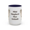 15oz Funny Miniature American Shepherd Mug, Navy, front view
