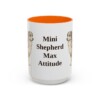 15oz Funny Miniature American Shepherd Mug, Orange, front view