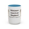 15oz Miniature American Shepherd Latin Mug, Light Blue, front view