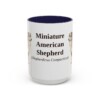 15oz Miniature American Shepherd Latin Mug, Navy, front view