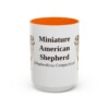 15oz Miniature American Shepherd Latin Mug, Orange, front view