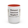 15oz Miniature American Shepherd Latin Mug, Red, front view