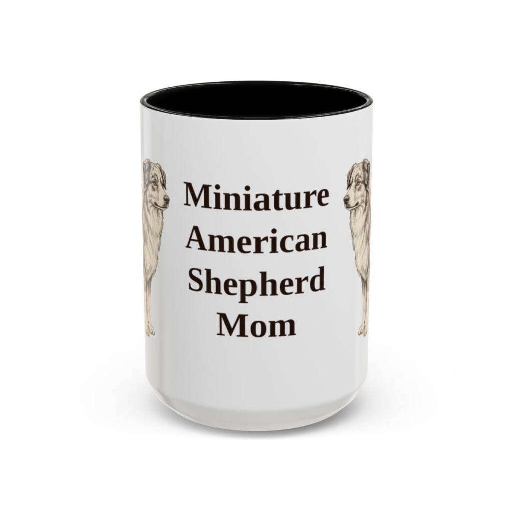 15oz Miniature American Shepherd Dog Mom Mug, Black, front view