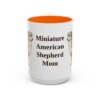 15oz Miniature American Shepherd Dog Mom Mug, Orange, front view