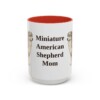 15oz Miniature American Shepherd Dog Mom Mug, Red, front view