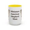 15oz Miniature American Shepherd Dog Mom Mug, Yellow, front view