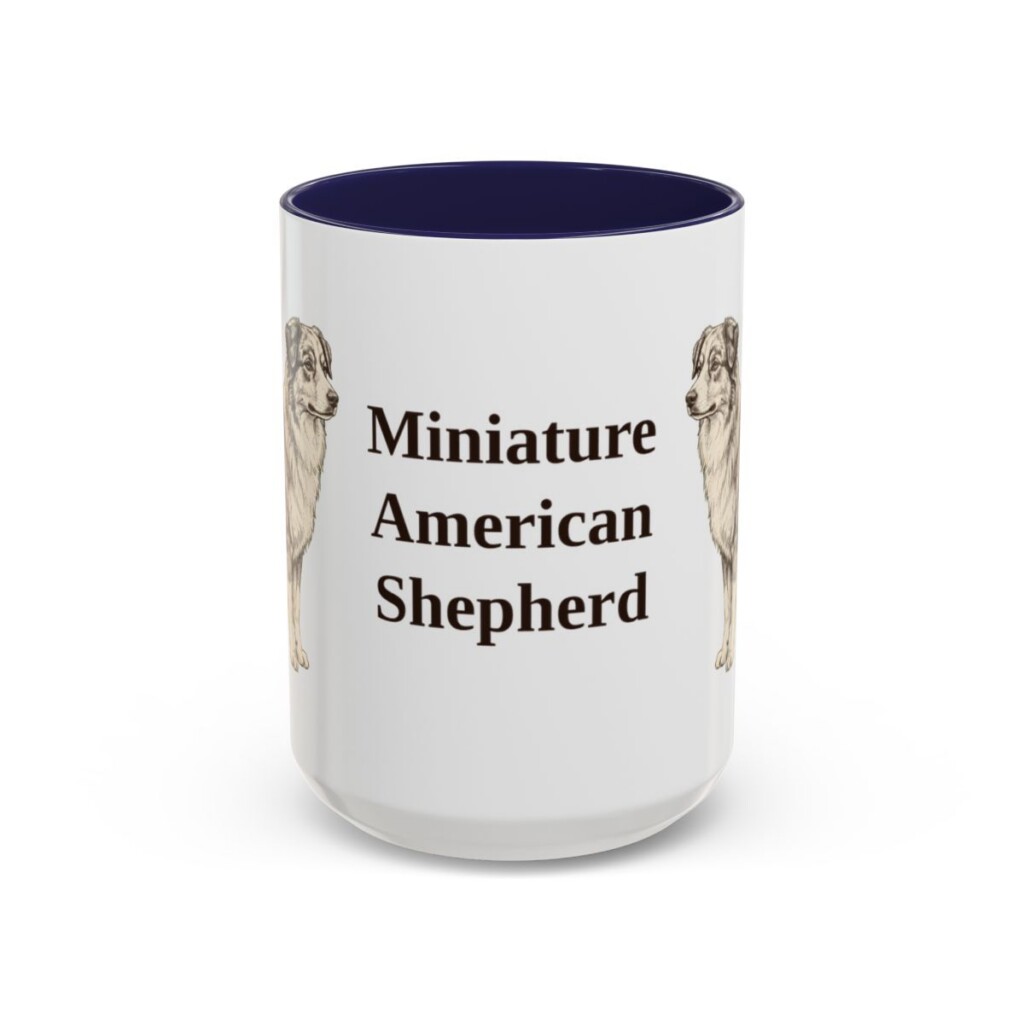 15oz Miniature American Shepherd Mug, Navy, front view