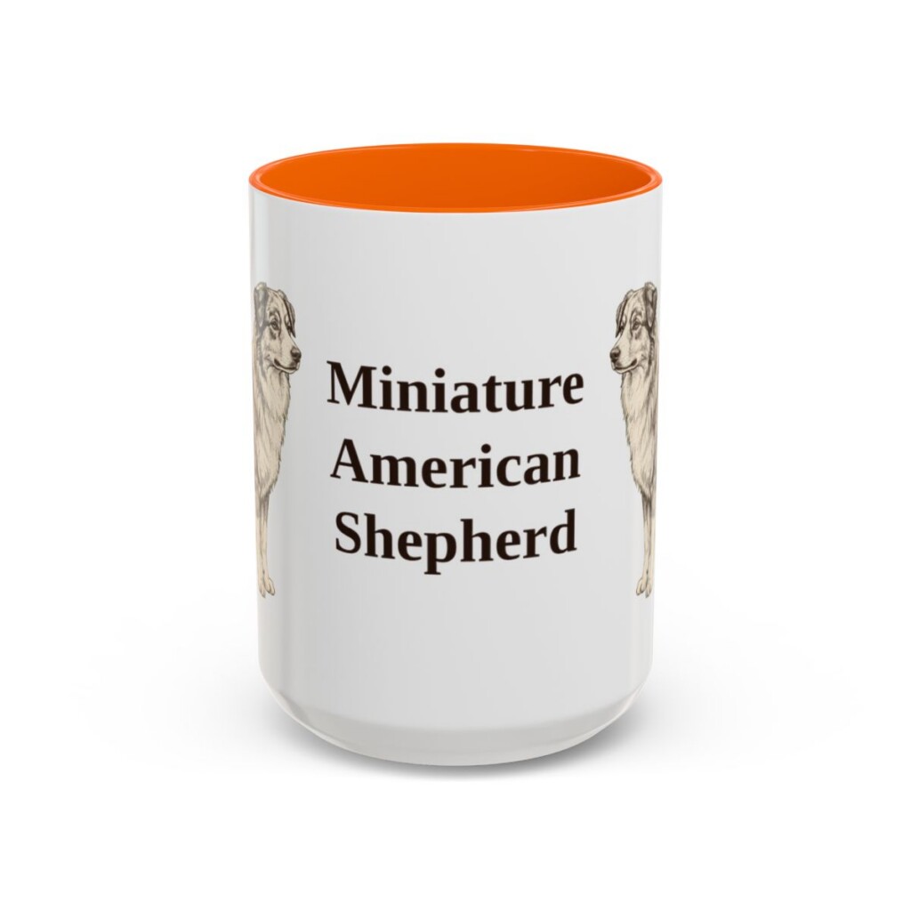 15oz Miniature American Shepherd Mug, Orange, front view