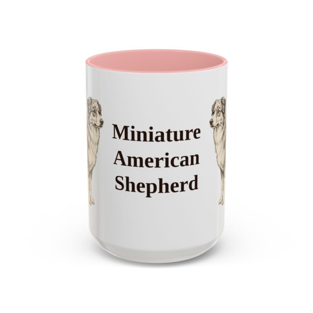 15oz Miniature American Shepherd Mug, Pink, front view
