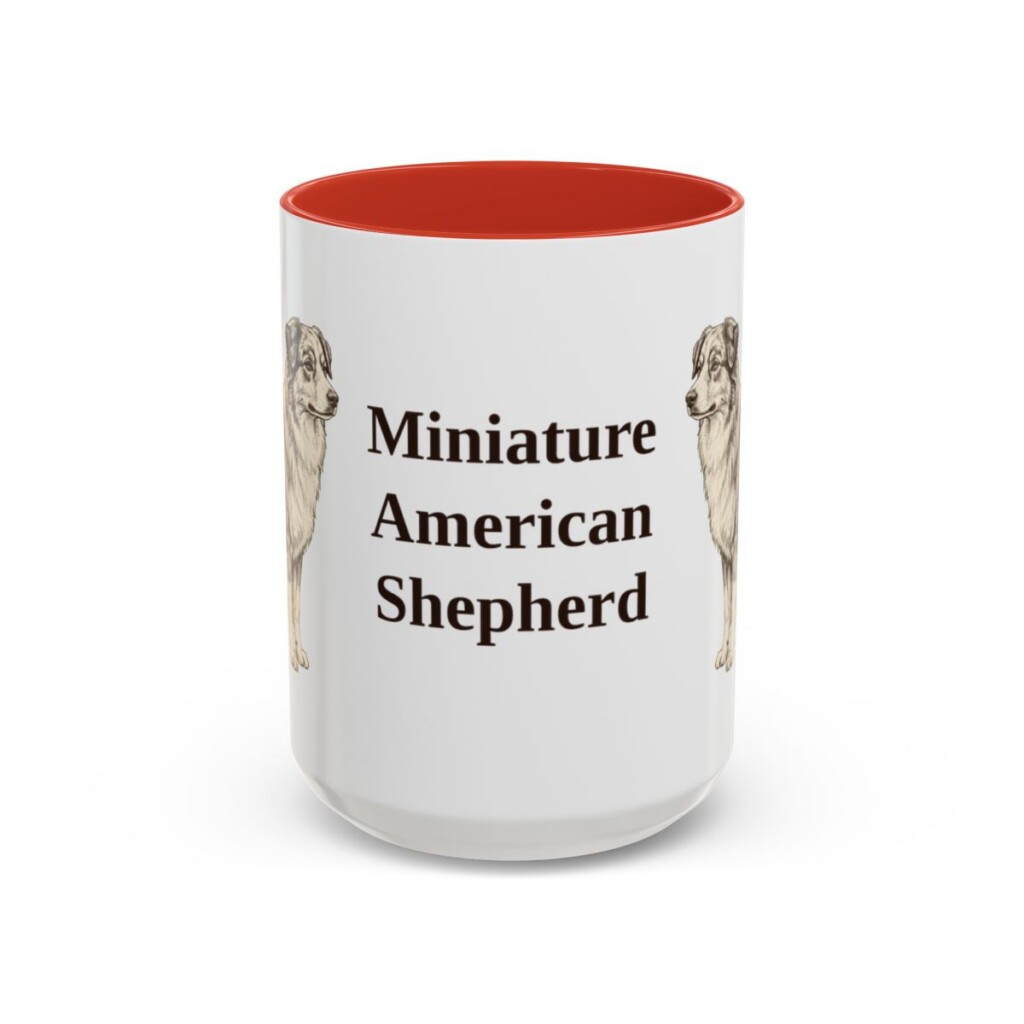 15oz Miniature American Shepherd Mug, Red, front view