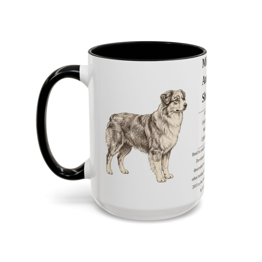 15oz Miniature American Shepherd Mug, Black, left side view