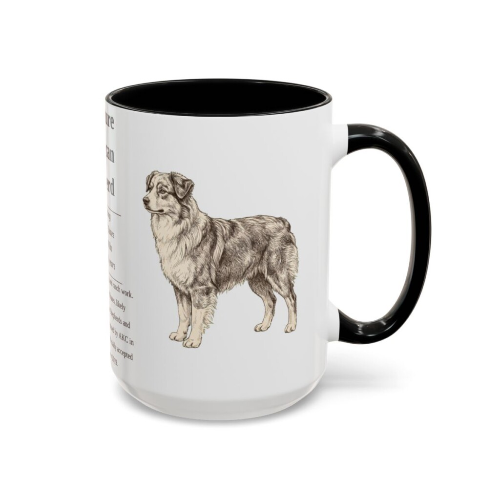 15oz Miniature American Shepherd Mug, Black, right side view