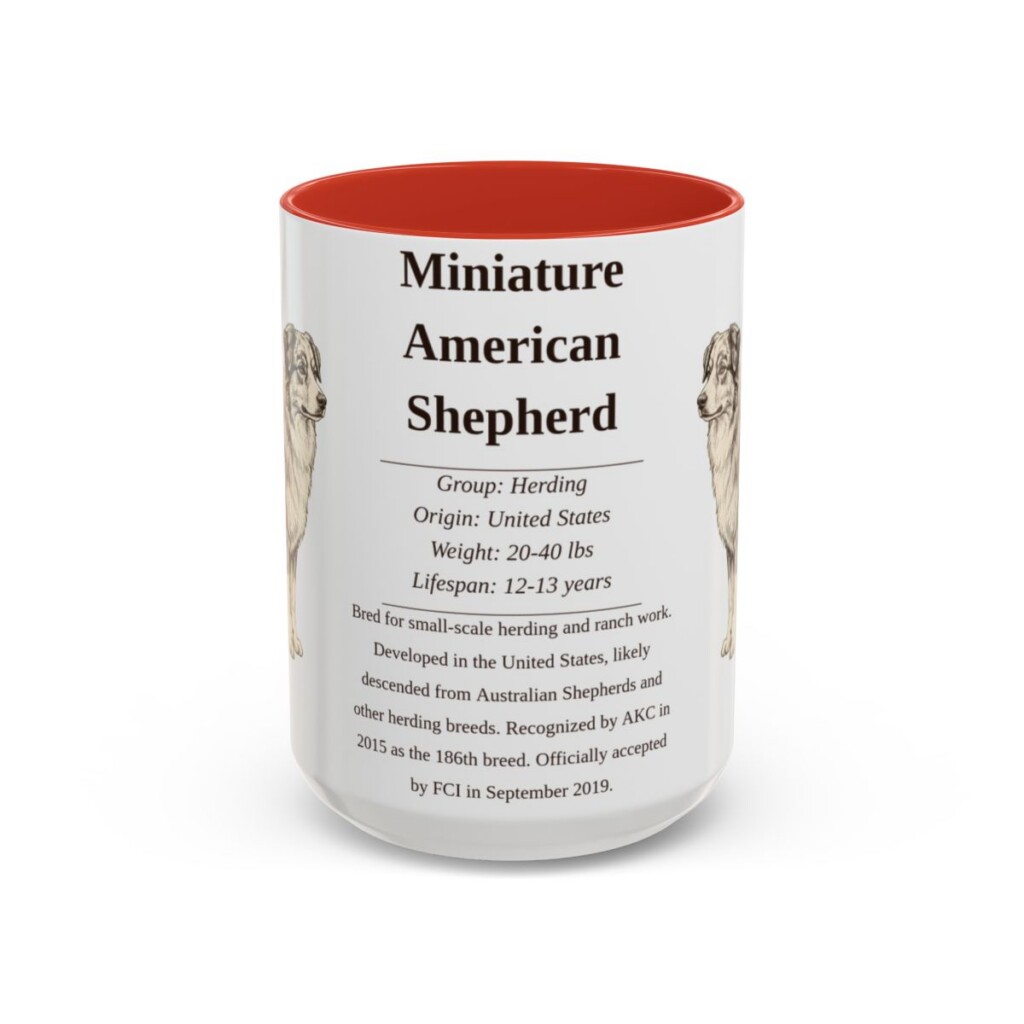 15oz Miniature American Shepherd Mug, Red, front view