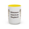 15oz Miniature American Shepherd Mug, Yellow, front view