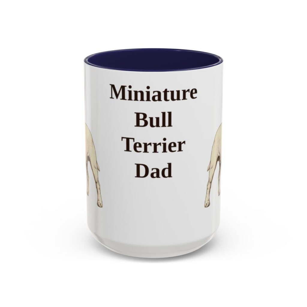 15oz-miniature-bull-terrier-mug-dad-navy 15oz Miniature Bull Terrier Dog Dad Mug, Navy, front view