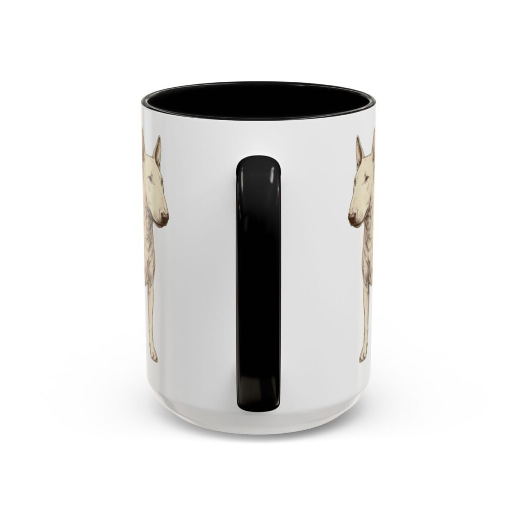 15oz Funny Miniature Bull Terrier Mug, Black, back view