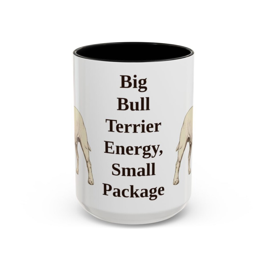 15oz Funny Miniature Bull Terrier Mug, Black, front view