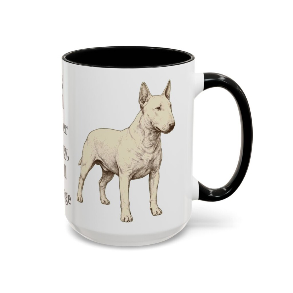 15oz Funny Miniature Bull Terrier Mug, Black, right side view