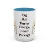 15oz Funny Miniature Bull Terrier Mug, Light Blue, front view