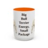 15oz Funny Miniature Bull Terrier Mug, Orange, front view