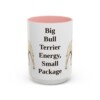 15oz Funny Miniature Bull Terrier Mug, Pink, front view