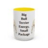 15oz Funny Miniature Bull Terrier Mug, Yellow, front view