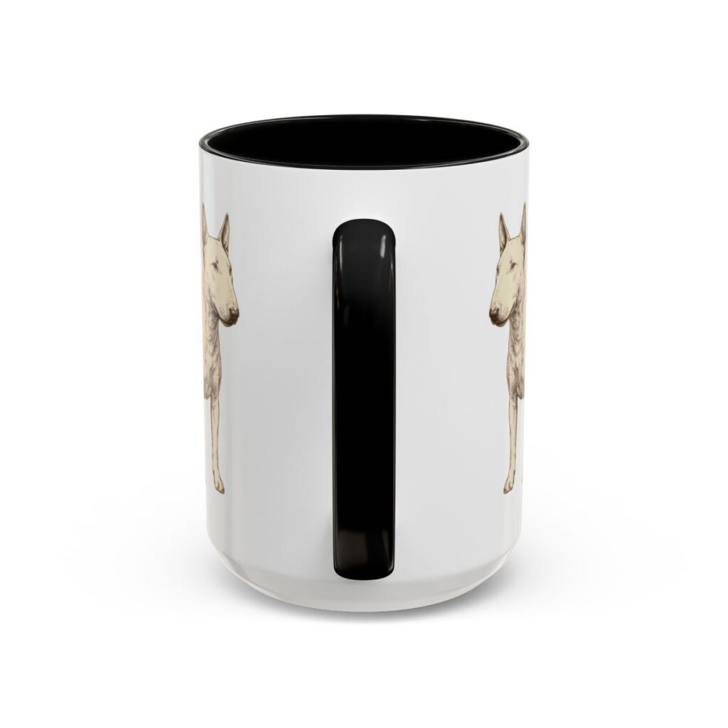 15oz Miniature Bull Terrier Latin Mug, Black, back view