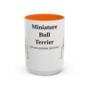 15oz Miniature Bull Terrier Latin Mug, Orange, front view
