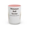 15oz Miniature Bull Terrier Latin Mug, Pink, front view