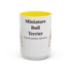 15oz Miniature Bull Terrier Latin Mug, Yellow, front view