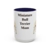 15oz-miniature-bull-terrier-mug-mom-navy 15oz Miniature Bull Terrier Dog Mom Mug, Navy, front view