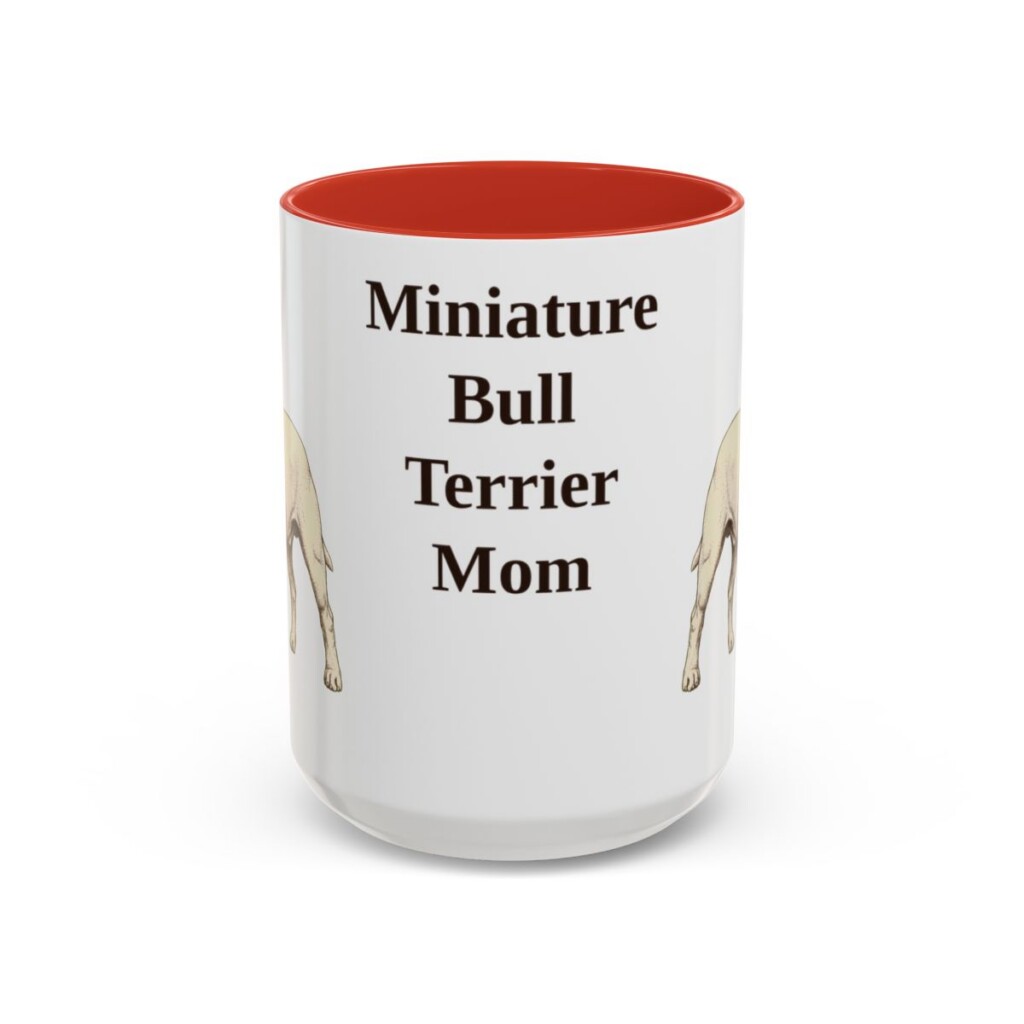 15oz-miniature-bull-terrier-mug-mom-red 15oz Miniature Bull Terrier Dog Mom Mug, Red, front view
