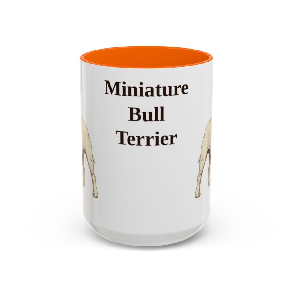 15oz-miniature-bull-terrier-mug-orange 15oz Miniature Bull Terrier Mug, Orange, front view