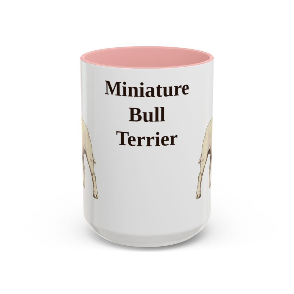 15oz-miniature-bull-terrier-mug-pink 15oz Miniature Bull Terrier Mug, Pink, front view