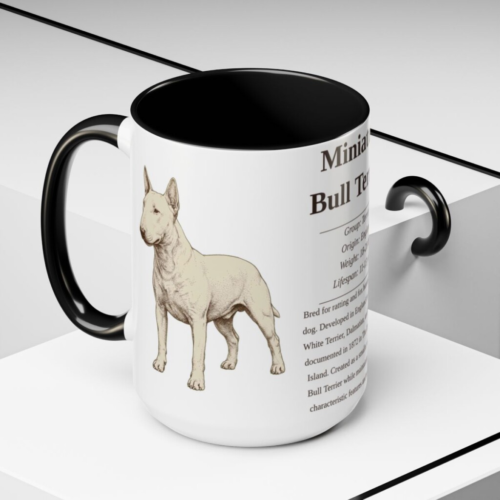 15oz Miniature Bull Terrier Mug, Black, lifestyle photo