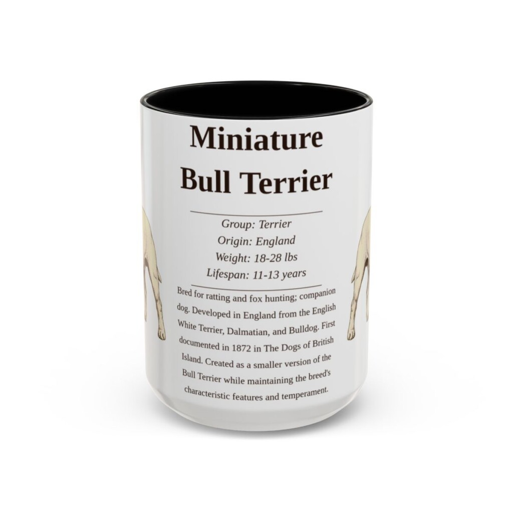 15oz Miniature Bull Terrier Mug, Black, front view