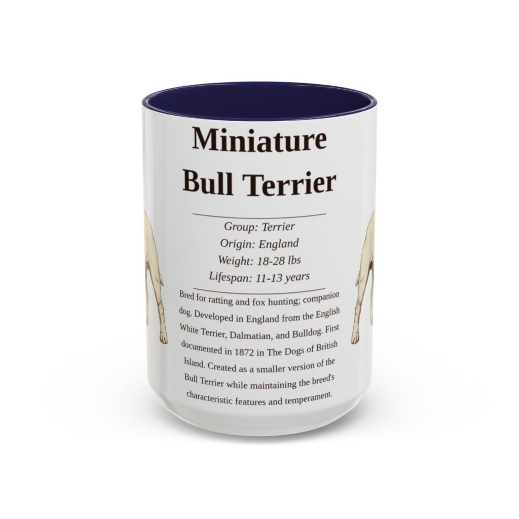 15oz Miniature Bull Terrier Mug, Navy, front view