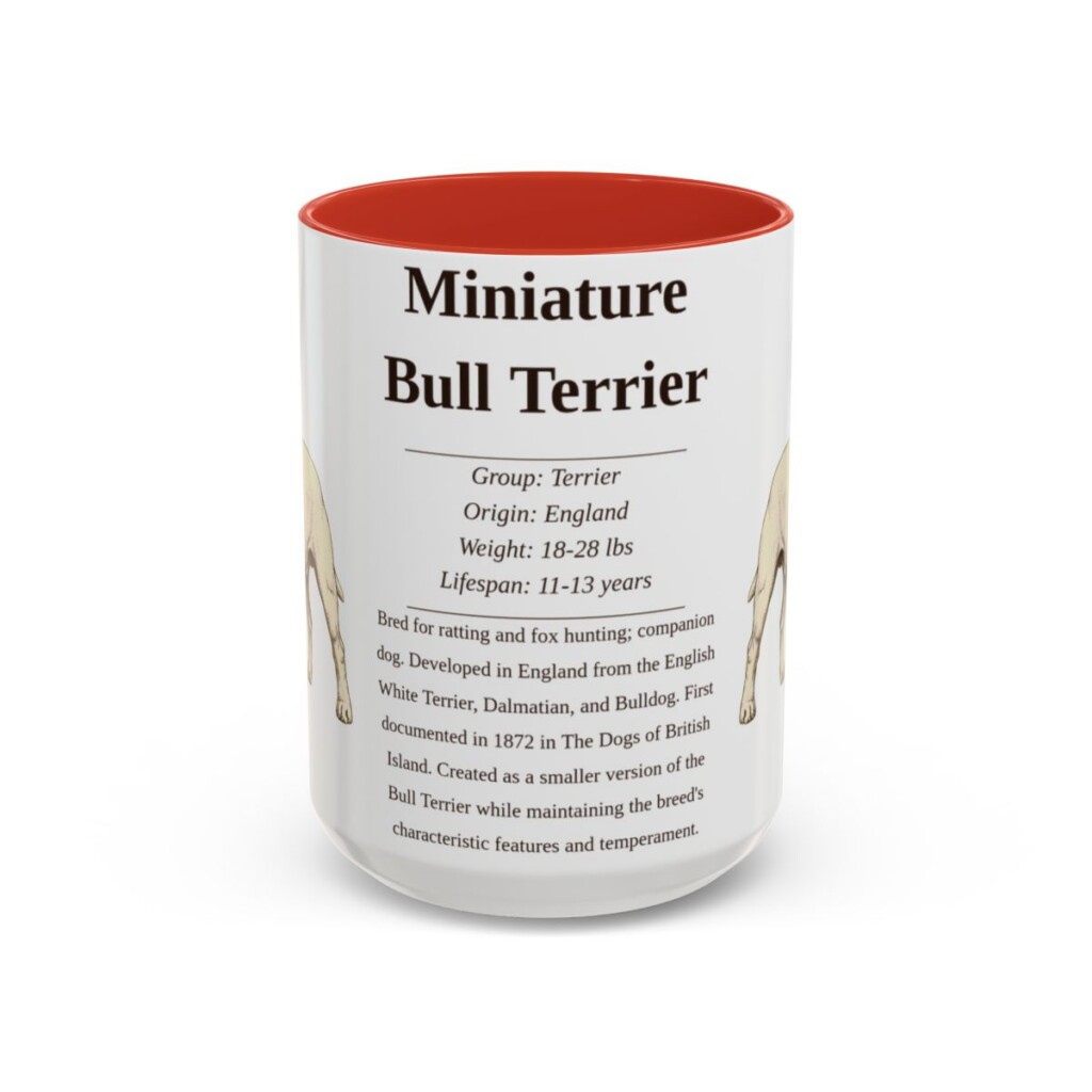 15oz Miniature Bull Terrier Mug, Red, front view