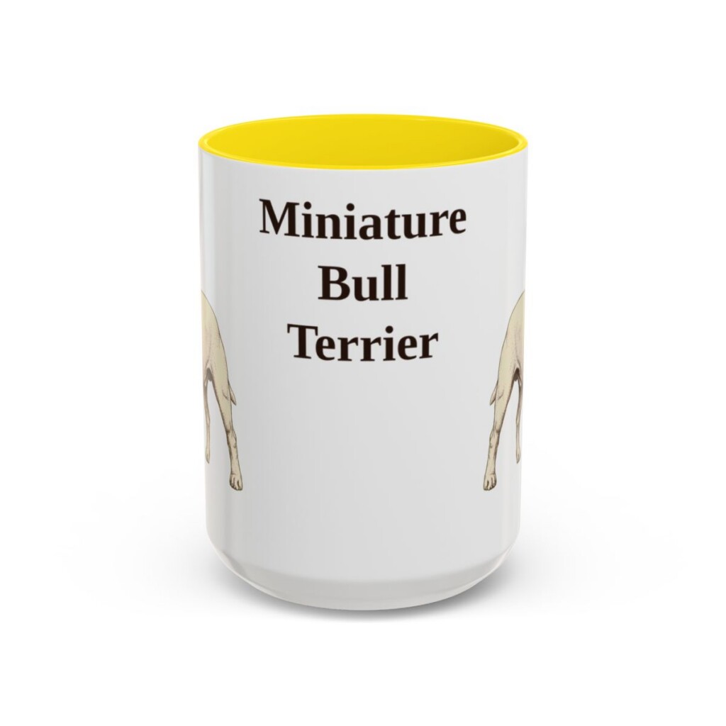 15oz-miniature-bull-terrier-mug-yellow 15oz Miniature Bull Terrier Mug, Yellow, front view