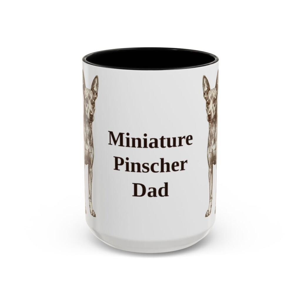 15oz Miniature Pinscher Dog Dad Mug, Black, front view