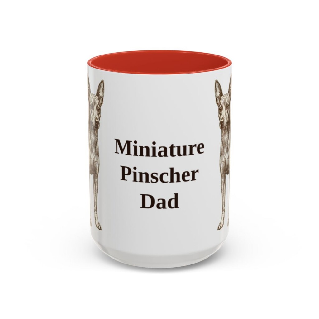 15oz Miniature Pinscher Dog Dad Mug, Red, front view