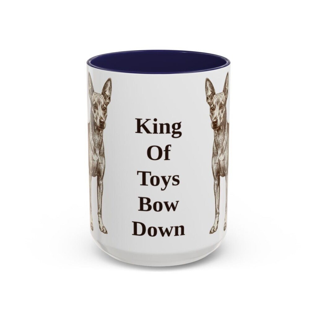 15oz Funny Miniature Pinscher Mug, Navy, front view