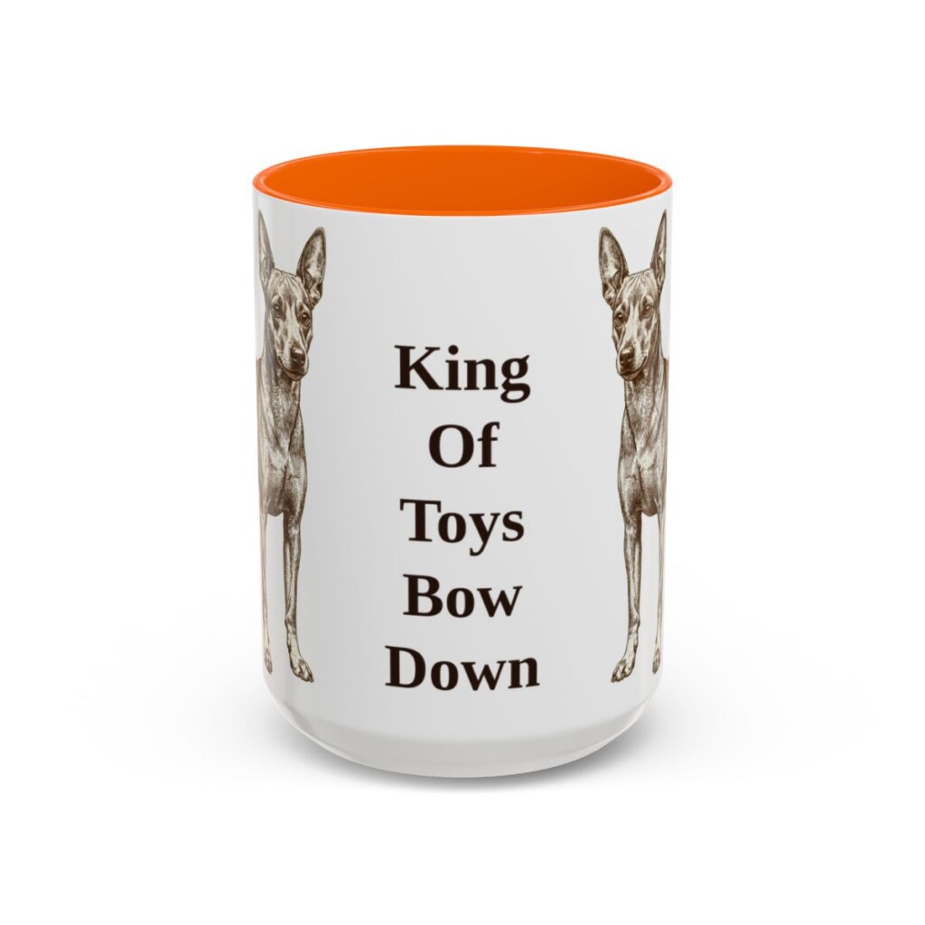 15oz Funny Miniature Pinscher Mug, Orange, front view