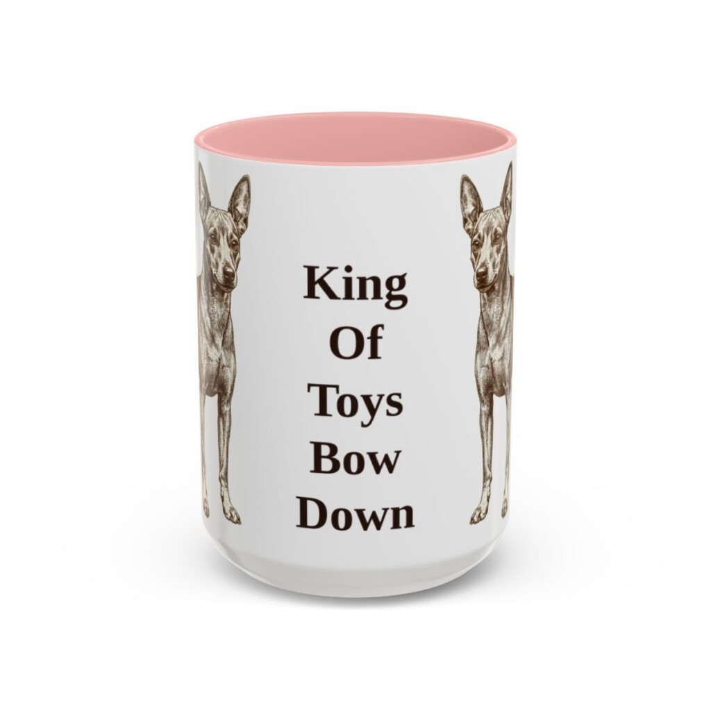 15oz Funny Miniature Pinscher Mug, Pink, front view