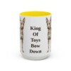 15oz Funny Miniature Pinscher Mug, Yellow, front view