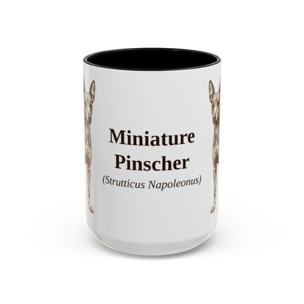 15oz Miniature Pinscher Latin Mug, Black, front view
