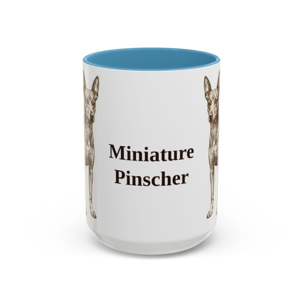 15oz Miniature Pinscher Mug, Light Blue, front view