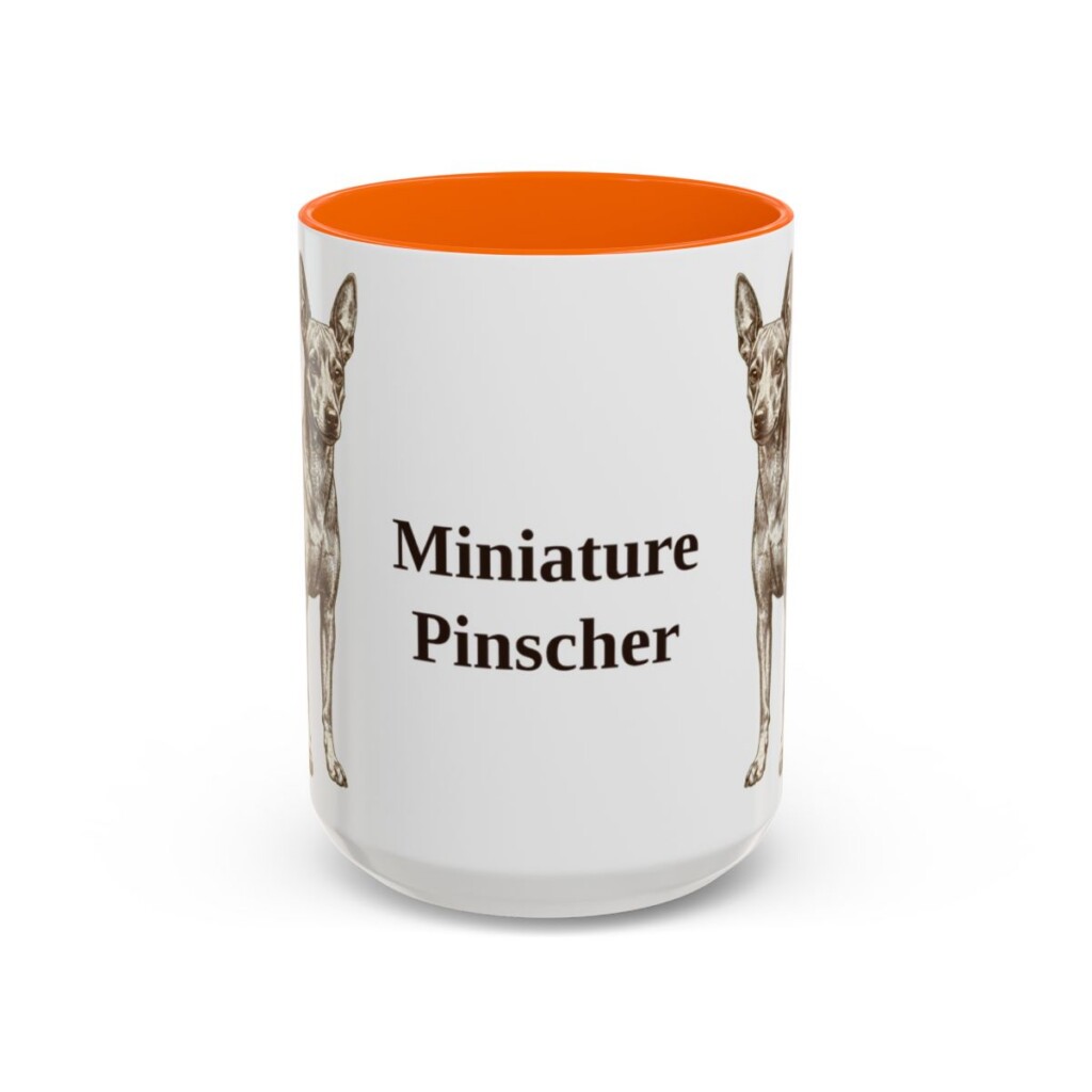 15oz Miniature Pinscher Mug, Orange, front view
